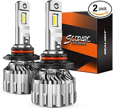 SEALIGHT 9005HB3 Bulbs 33000LM Super Bright, 6500K Cool White 9005 Fog Lights, 60000 Hours Hb3 Powersports Bulb with Cooling Fan, Easy Plug-N-Play, IP68, Pack of 2