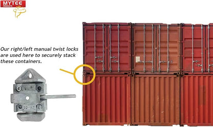 Mytee Products (4 Pack Sea Rail Shipping Container Manual Twist Lock Left-Right Handlocking Casting Steel - No Lever Required
