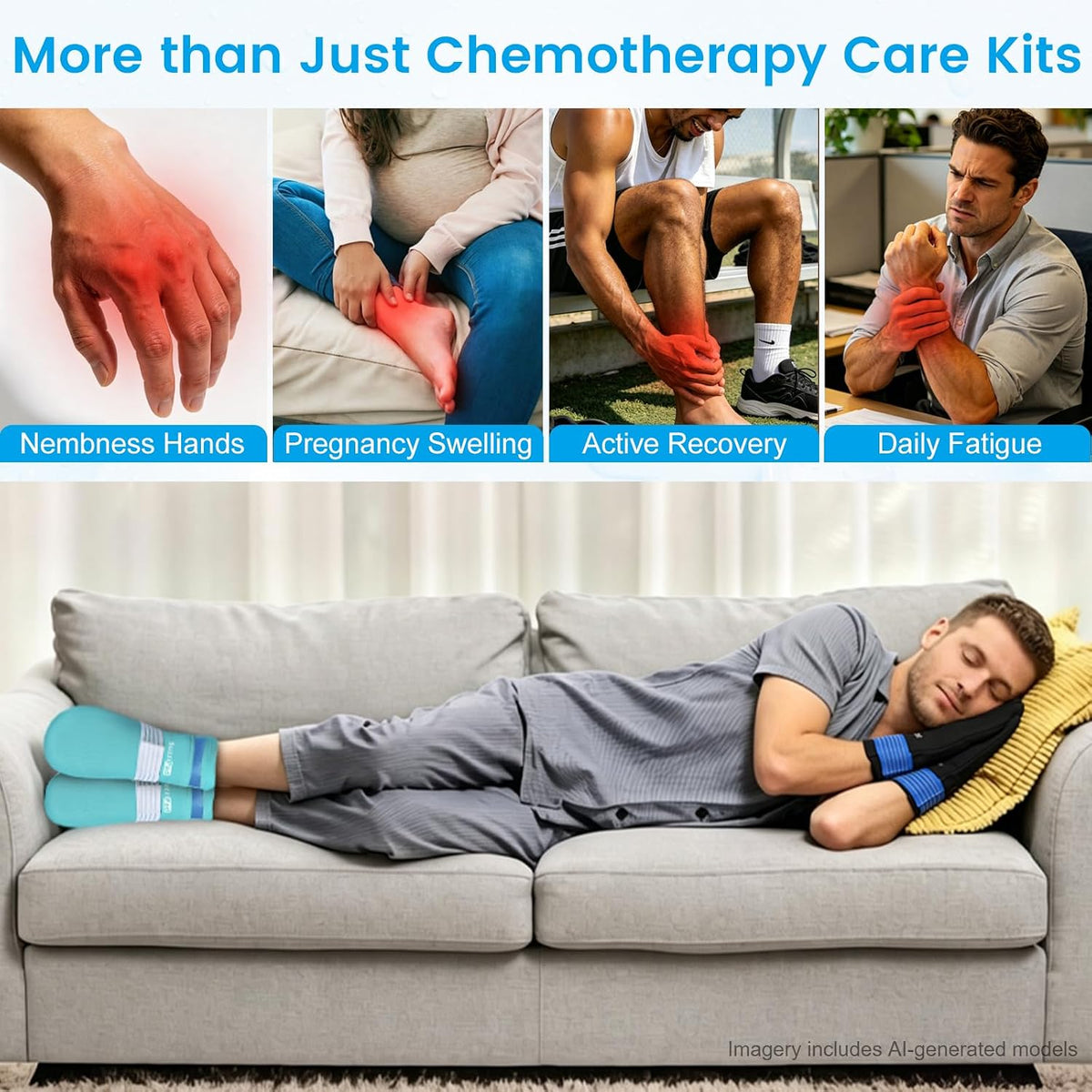 SuzziPad Cold Therapy Hand Ice Packs, Cooling Gloves for Chemotherapy, Chemo Care Package for Women and Men (Gloves and gloves ice packs only. Universal size)