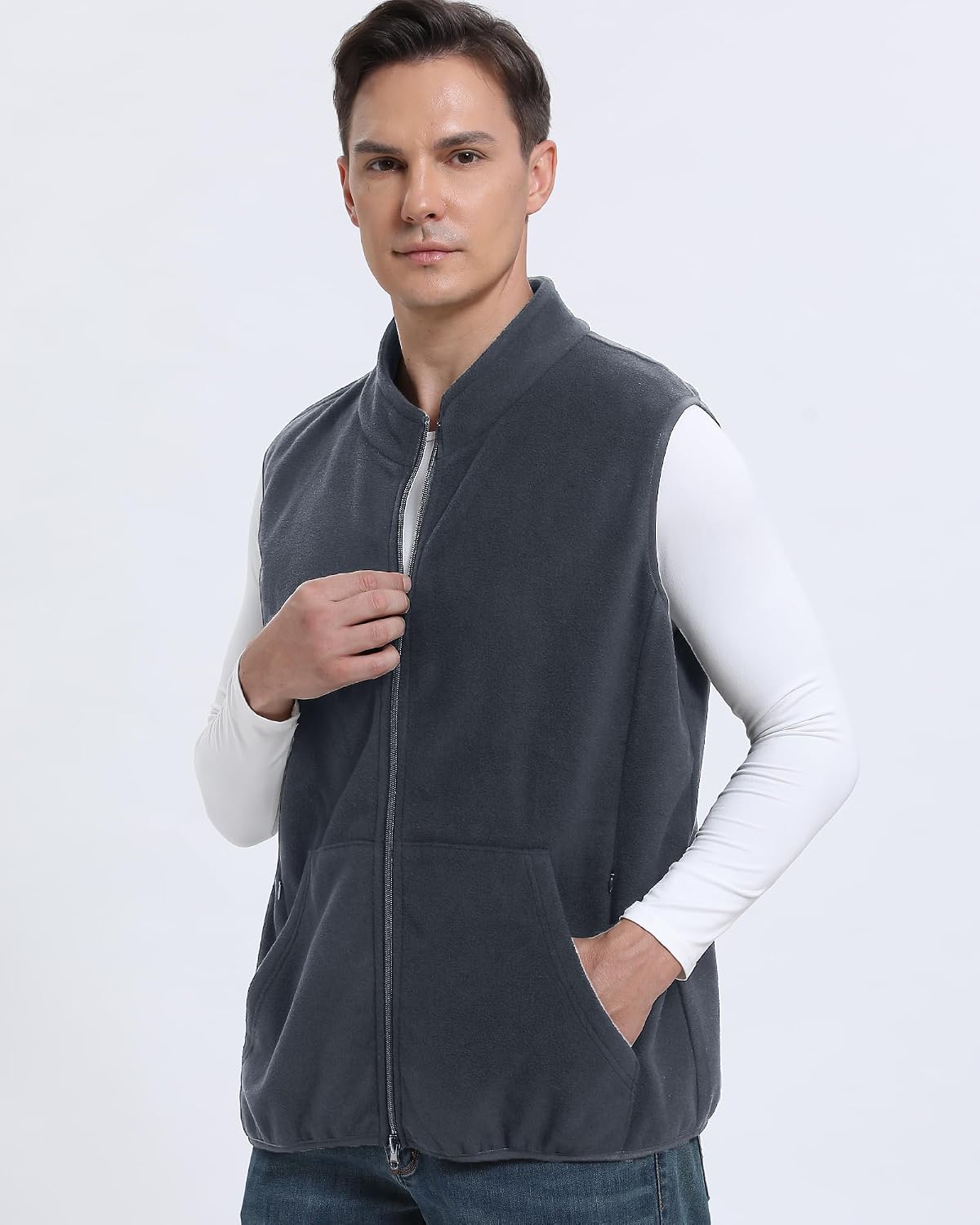 XXL, Argstar Polar Fleece Vest Men, Warm & Lightweight Casual Outdoor Full-Zip Vest with Pockets (S-2XL)
