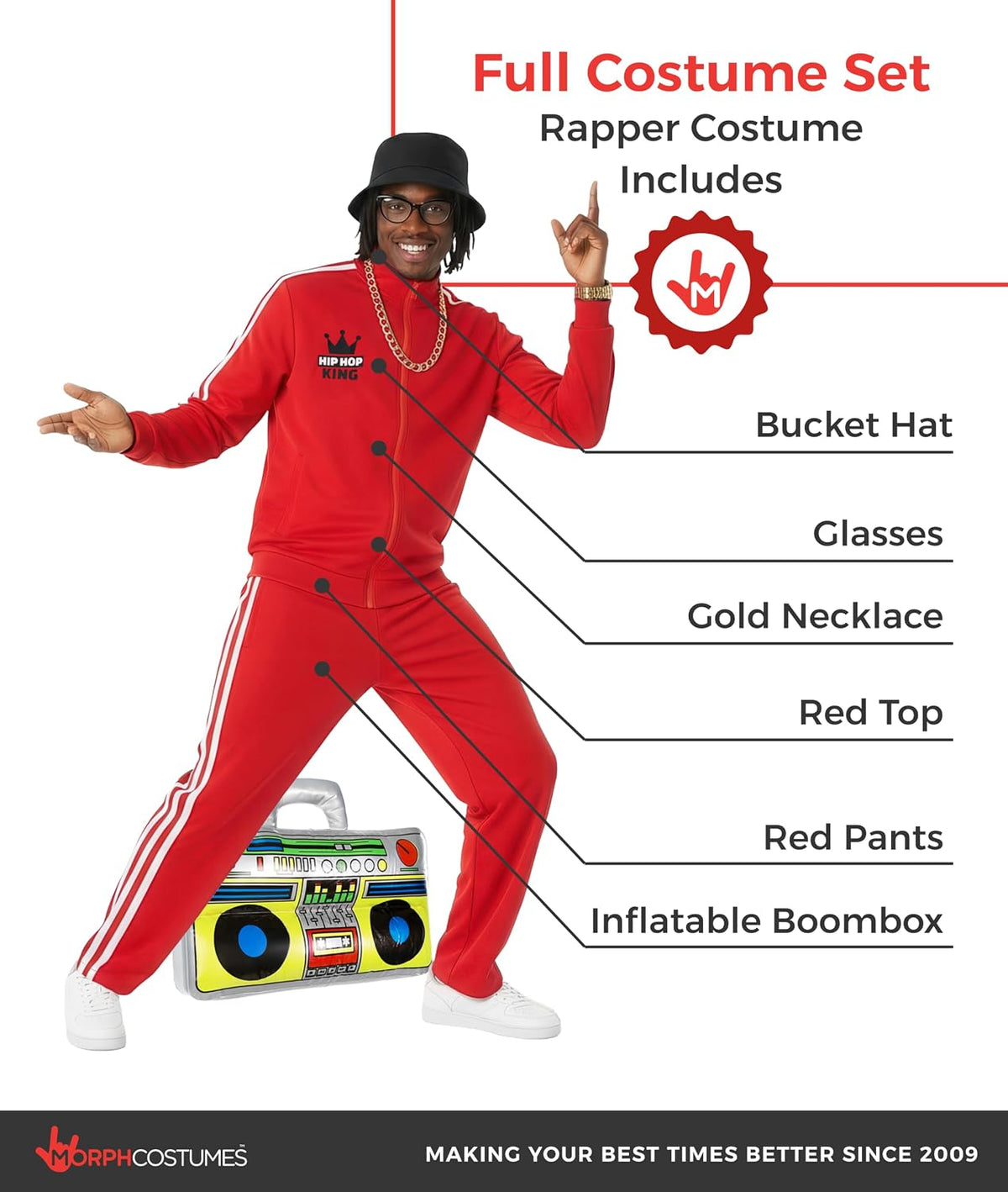 Morph 80s Costumes For Men, Rapper Costume Adults, 90s Costumes For Men, Mens Rapper Halloween Costume