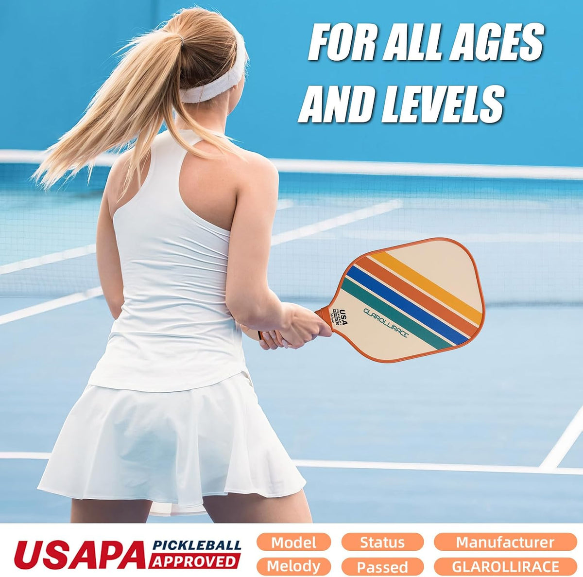 Pickleball Paddles Set of 2 | 4 Pickleball Rackets, USAPA Approved Pickleball Set, Fiberglass | Carbon Fiber Surface & 13 mm PP Honeycomb Core,4 Indoor & Outdoor Pickle Balls