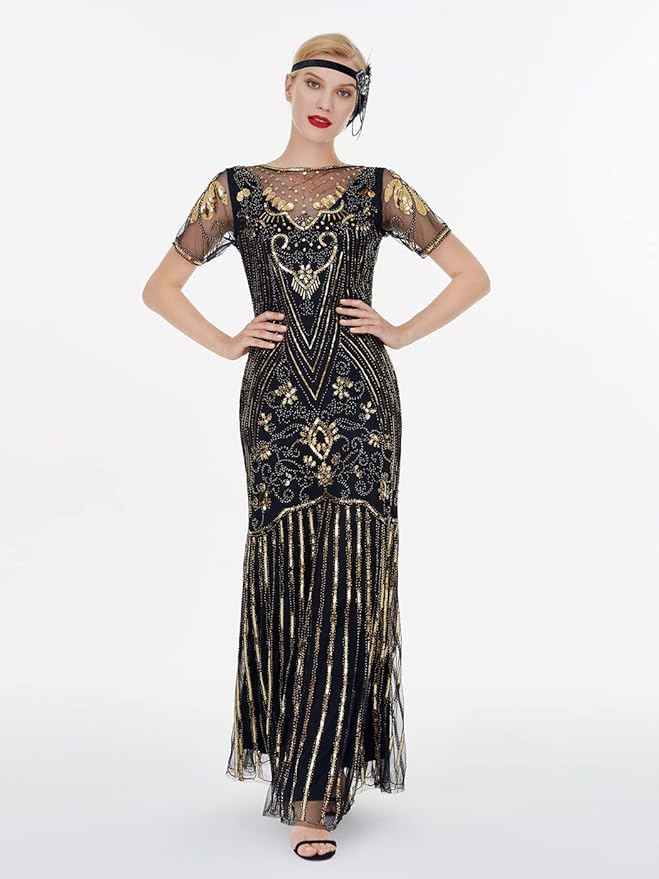 FAIRY COUPLE Women‘s Maxi Long Evening Prom Sequin Dress