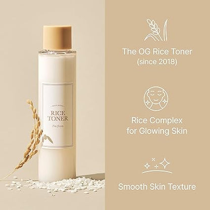 I'm from Rice Toner, Milky Toner for Glowing Skin, Korean Rice, Glow Essence with Niacinamide, Hydrating for Dry, Dull, Combination Skin, Vegan, Fragrance Free, Glass Skin 5.07 Fl Oz