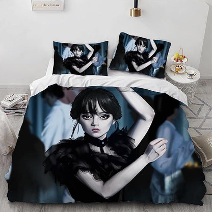 Wed Addams TV Girl Duvet Cove Bedding Set 3D Print Bedding Comforter Cover Duvet Cover Pillowcases 3 Pcs (05,Twin-68x86in20x30in2)