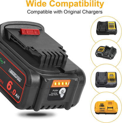 waitley 2Pack 20V 6.0A Replacement Battery Compatible with Dewalt DCB200 DCD DCF DCG Series Cordless Power Tools (Not Made in Dewalt)