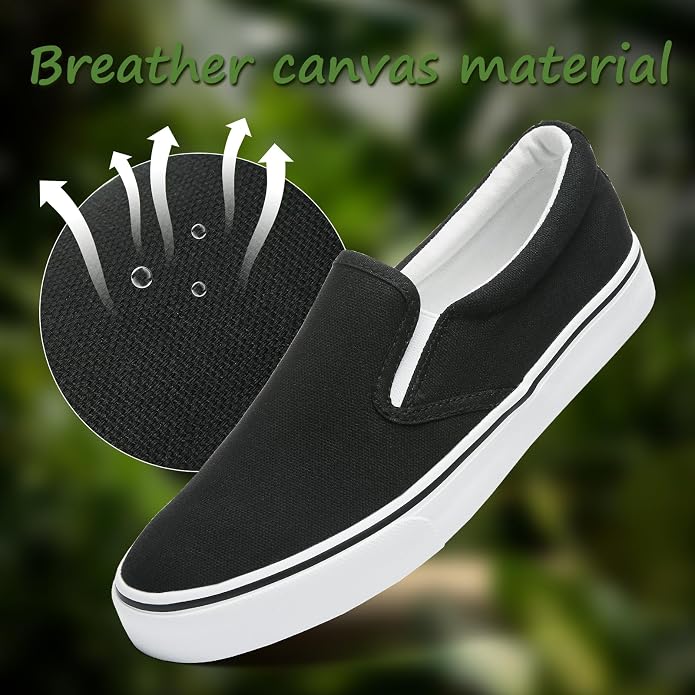 Size 44EU Deal: yageyan Mens Slip on Sneakers Loafers Shoes Canvas Casual Fashion Shoes | Black Comfortable Shoes Breathable Canvas White Casual Fashion Shoes