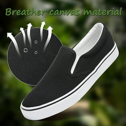 Size 44EU Deal: yageyan Mens Slip on Sneakers Loafers Shoes Canvas Casual Fashion Shoes | Black Comfortable Shoes Breathable Canvas White Casual Fashion Shoes