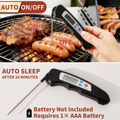 Meat Thermometer Digital - Instant Read Food Thermometer for Cooking Grilling Air Fryer Griddle Probe Kitchen Gadgets Essentials BBQ Accessories Grill Gifts for Men Him Dad Fathers Day