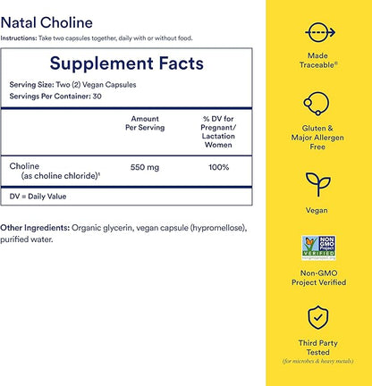 Ritual Natal Choline Supplement, 550mg, Supports BabyAos Cognitive Function When Taken During Pregnancy and Choline Content in Breastmilk, 30 Day Supply