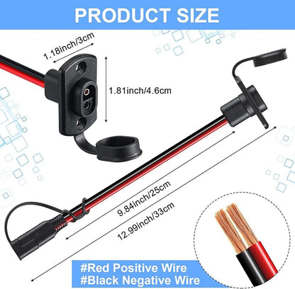 Tuanse 4 Pcs 12 AWG Power Socket Sidewall Port Compatible with SAE Quick Connect Solar Panel Weatherproof Solar Panel Cables and Connectors Battery Connector Power Parts for Generator Battery Charger