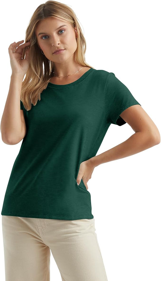 Hanes Perfect-T Crewneck T-Shirt, Lightweight Cotton Short Sleeve Tee for Women