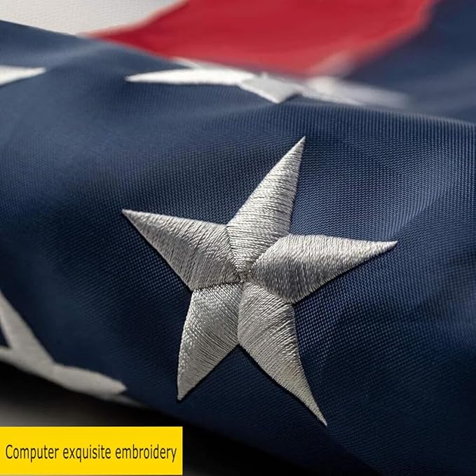 American Flags for Outside 3x5 Ft Embroidered Stars USA Flag Striped patchwork sewing 150D Nylon Waterproof UV Resistant with Brass Grommets Tear Resistant US Flags for Outdoors