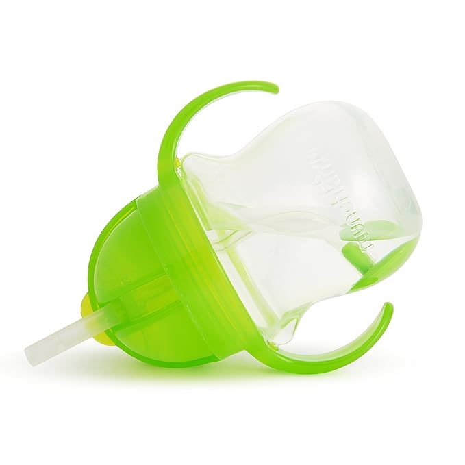 Munchkin Any AngleN Sippy Cup for Toddlers, Weighted Straw Trainer Cup with Click LockN Lid, 7 Ounce, Green