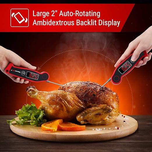 ThermoPro TP19 Waterproof Digital Meat Thermometer for Grilling with Ambidextrous Backlit  Thermocouple Instant Read Kitchen Cooking Food Thermometer for Candy Water Oil BBQ Grill Smoker