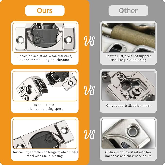 2 Pack 1-14" 4D Overlay Soft Close Concealed Hinges for Face Frame Door, Control Closing Speed, Smooth Slow Self Close Hinges, Satin Nickel, 105 Open Angle Stainless Steel Cabinet Hinges