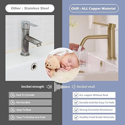 Brushed Gold Bathroom Faucet for Sink 1 Hole Single Handle Modern Bathroom Sink Faucet Lavatory Commercial Bath Vanity Tap with Pop Up Drain