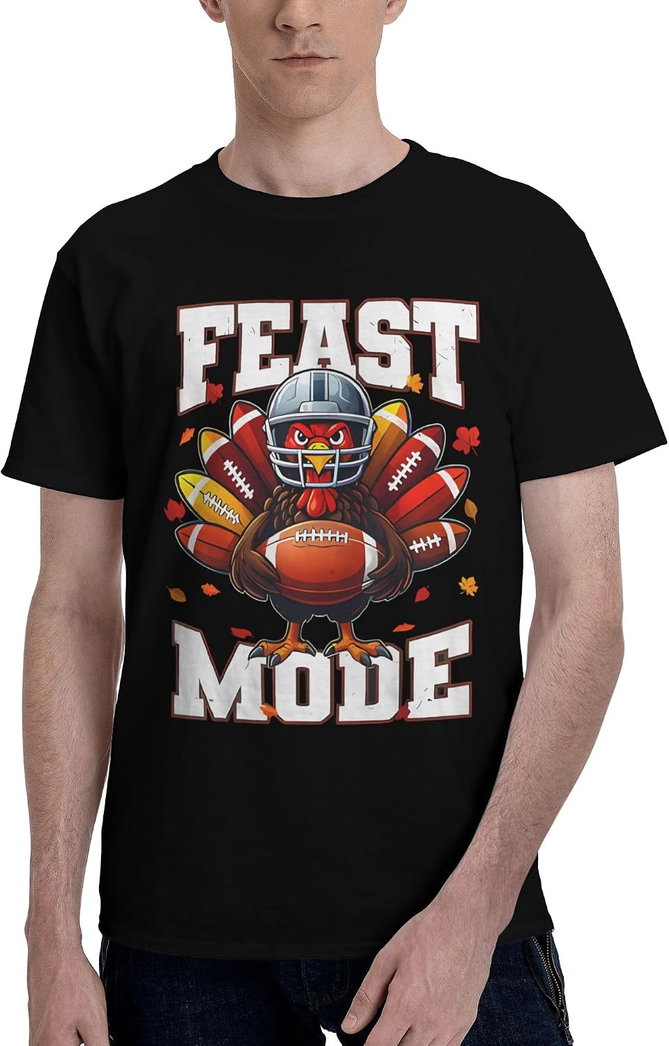 Football Turkey Autumn Leaves Shirts for Women Mens Short Sleeves Dress T-Shirt Crew Neck Shirt Work Tee Casual Tops .