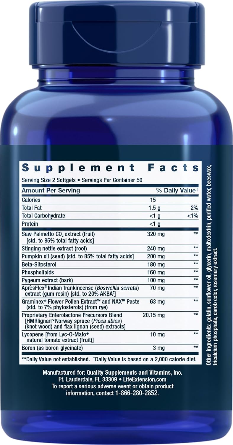 Life Extension Ultra Prostate Formula, 100 Softgels, Natural Supplement for Men