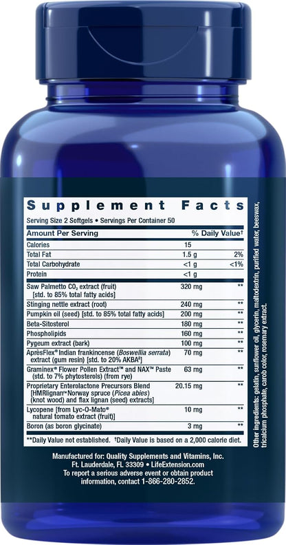 Life Extension Ultra Prostate Formula, 100 Softgels, Natural Supplement for Men