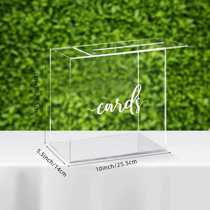 Clear Acrylic Wedding Card Box with Slot Large Blank Gift Card Boxes for Reception, Party, Wishing Well, Money Box Holder, Graduation Decorations, Baby Shower