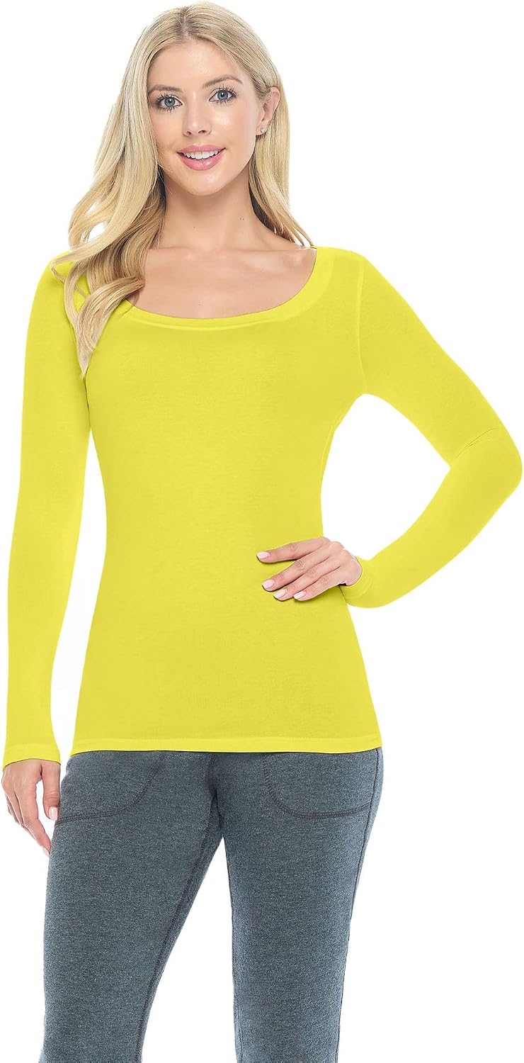 Natural Uniforms Women's Long Sleeve Extra Wide Scoop-Neck T-Shirt Under Scrub