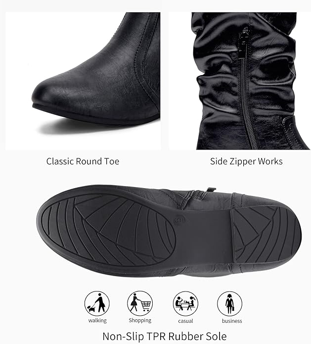 Jeossy Women's 9601 Knee High Boots Tall Slouch Boots with Inside Zipper