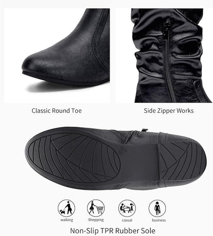 Jeossy Women's 9601 Knee High Boots Tall Slouch Boots with Inside Zipper