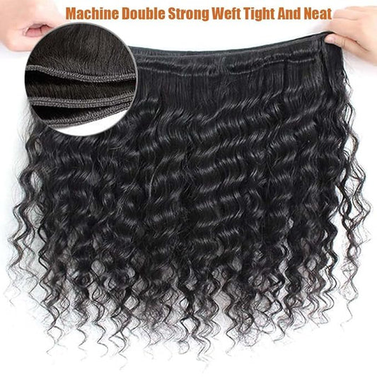12A Deep Wave Human Hair Bundles Brazilian Virgin Deep Curly Bundles Human Hair 100 Unprocessed Virgin Raw Wet And Wavy Bundles Natural Black Color Water Wave Human Hair Bundles 26 Inch