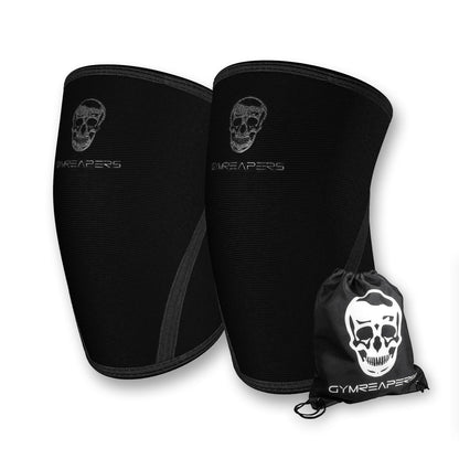 Knee Sleeves (1 Pair) With Gym Bag - IPF Approved - Knee Compression Sleeve Support for Squats, Weightlifting, and Powerlifting 7MM Neoprene Sleeves - 1 Year Warranty (Black/Black, Large)