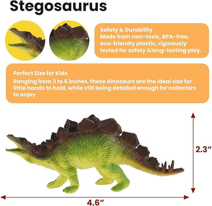 Dinosaur Toys for Kids 3-5, 10 PCS Realistic Plastic Dinosaur Figure Toy Set Including T-Rex, Stegosaurus, Spinosaurus, Ideal Gift for Toddlers Boys Girls, Dino Boy Toy