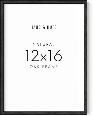 HAUS AND HUES 12"x16" Black Oak Wood Frames - Basic Black Poster Frame, 12 x 16 Poster Frame, Black Poster Frame, Frame for Poster, Frame for Wall Art, 12x16 Poster Frame, 12x16 Black Frame