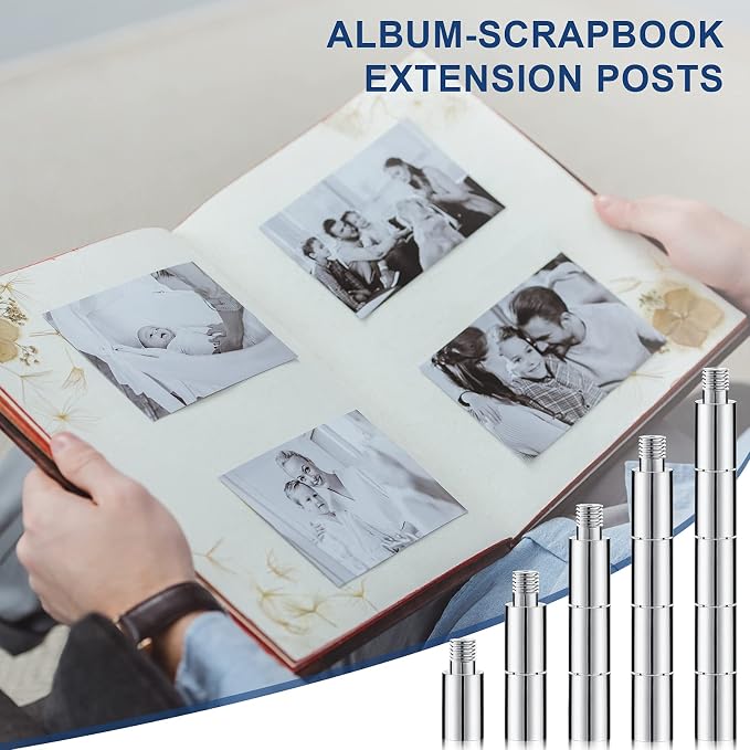 Hotop 40 Pcs Scrapbook Extension Posts Screws Album Scrapbook Extender Accessories Album Binding Tool Supplies Extension Replacements for Post-bound Refillable Photo Albums (12 Mm/ 0.47 Inch)