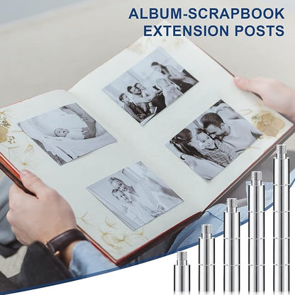 Hotop 40 Pcs Scrapbook Extension Posts Screws Album Scrapbook Extender Accessories Album Binding Tool Supplies Extension Replacements for Post-bound Refillable Photo Albums (12 Mm/ 0.47 Inch)