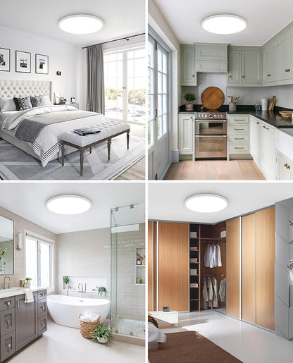 2PACK LED Flush Mount Ceiling Light Fixture, 12Inch 28W Ceiling Light, Dimmable  3000K4500K6000K 3 Color Adjustable Round Ceiling Light 3200LM Low Profile Ceiling Light Fixtures for Kitchen Bedroom