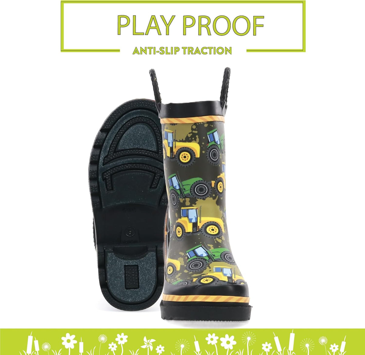 These waterproof rain boots from Western Chief are perfect for kids - made with durable rubber, a comfortable lining, and easy pull-on handles.