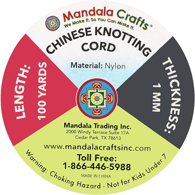 Mandala Crafts Nylon Satin Cord 1mm Rattail Cord Gray String - 100 Yds Nylon Chinese Knotting Cord Rat Tail Silk Cord for Bracelet Necklace Jewelry Making Macrame Trim