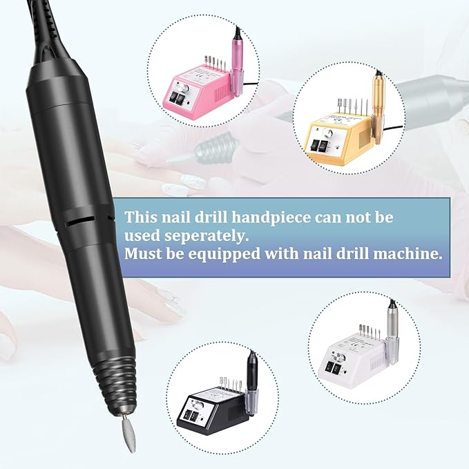 Nail Drill Handpiece Replacement for Professional Nail Drill Machine, 20000 RPM Handpeice Replacement Parts for SUBAY, ALLE S, HOINVO and JIASHENG, Black