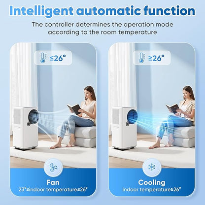 Portable Air Conditioners, 16000 BTU 6-in-1 Cooling, Dehumidifier & Fan, Ultra Quiet with 24H Smart Timer, Auto Shut-Off & Child Lock for Home/Bedroom/Office