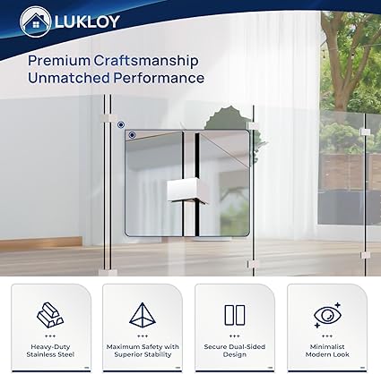 LukLoy Railing Glass to Glass Clamp, Stainless Steel 304 Bracket for Glass Balustrade Railing Pool Fence (1 Piece 90)