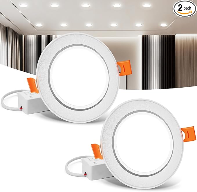 LemonBest 110V Not Dimmable 7W LED Ceiling Light Downlight Recessed Lighting, Superbright Cool White (2)