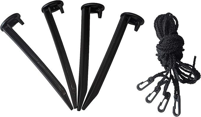 Replacement Yard Inflatable 4 Plastic Stakes and 4 Tethers with Hooks for Home Lawn Yard Garden Holiday Inflatable Decorations