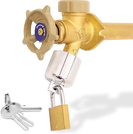 TRADESAFE Water Spigot Lock - Hose Bib Lock with Keyed Padlock, Prevent Water Theft, Unauthorized Faucet Use