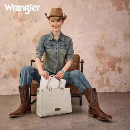 Brown Leopard Montana West X Wrangler Large Tote Bag for Women, Western Purse Work Shoulder Handbag with Crossbody Strap