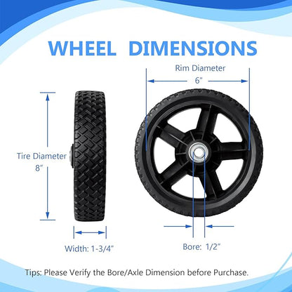 8 Inch Lawn Mower Wheels Wheel kits with Bolts  Nuts - Set of 2 Push Mower Plastic Wheels Fits Craftsman Mower Generator Garden Tiller Most Standard Lawn Mowers (81.75'')