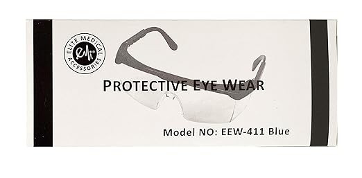 Elite Medical Instruments Full Frame Adjustable Eyewear Safety Glasses, Blue