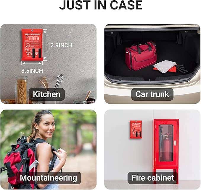 Lancryen 2025 Emergency Fire Blanket, Fire Extinguisher Blanket, Fire Suppression Fabric Flame Retardant Towel Flame Safety Cloth for Home, Kitchen, School, Grill, Car, Office, Warehouse(40 x 40)