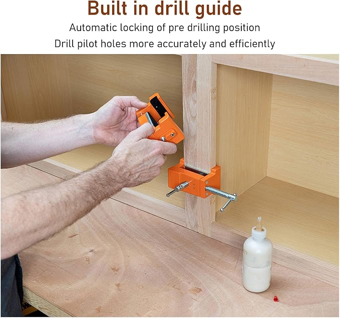 Precision Cabinet Clamp - Automatic Locking, Accurate Cabinet Face Frame Clamp with Protective Pads, Orange