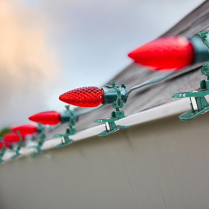 Dazzle Bright C7 C9 Christmas Lights Spring Clips, 100 Pack Universal Holiday Lights Quick Spring Clips, E12, E17 Shatterproof Weatherproof Clips for Outdoor Shingle Gutter Roof Fence