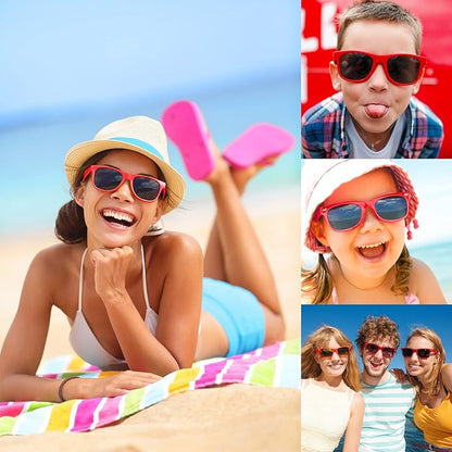 MIAHART 12 Pack Kids Party Sunglasses Bulk Summer Party Favors Retro Glasses for Boys and Girls Birthday Party Supplies, Red